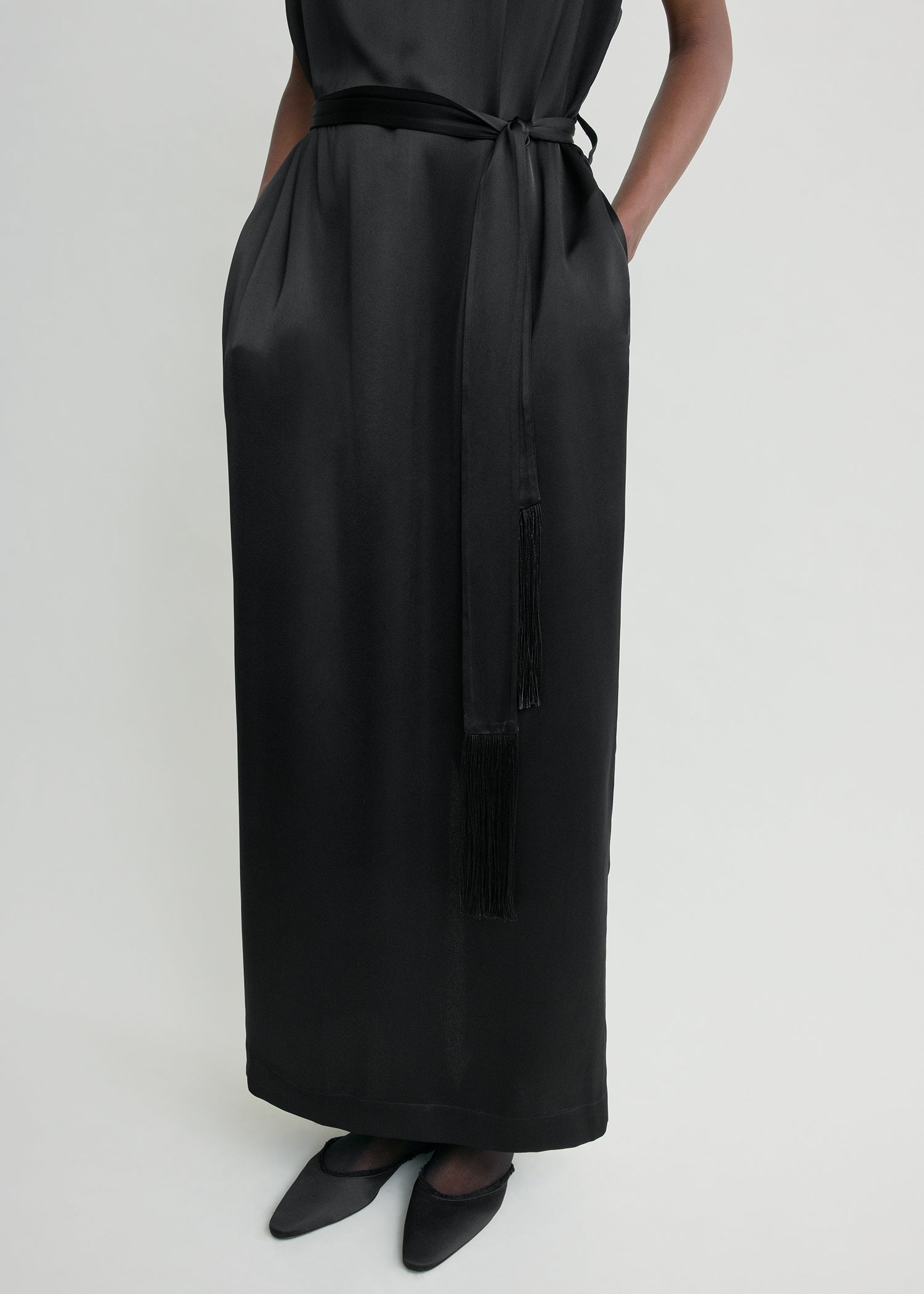 Crew satin dress black