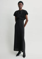 Slouch waist wool dress black