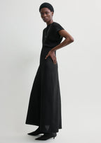 Slouch waist wool dress black