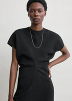 Slouch waist wool dress black