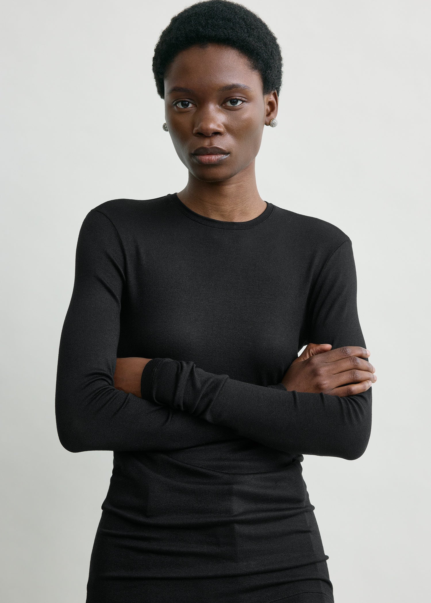 Long-sleeve jersey top black – TOTEME