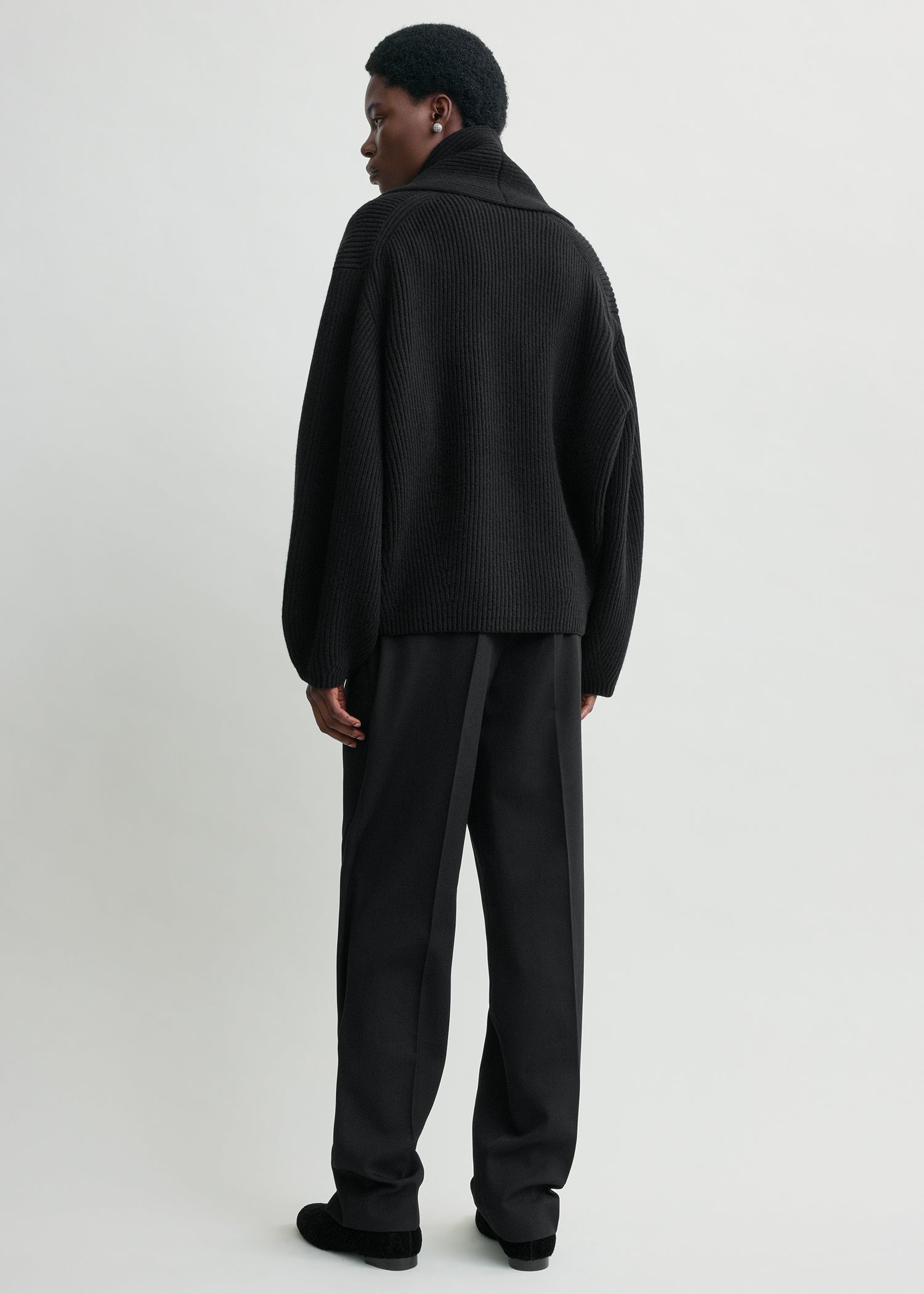 Shawl-lapel cardigan black – TOTEME