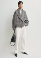 Shawl-lapel cardigan mid grey