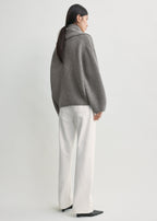 Shawl-lapel cardigan mid grey