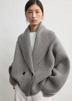 Shawl-lapel cardigan mid grey