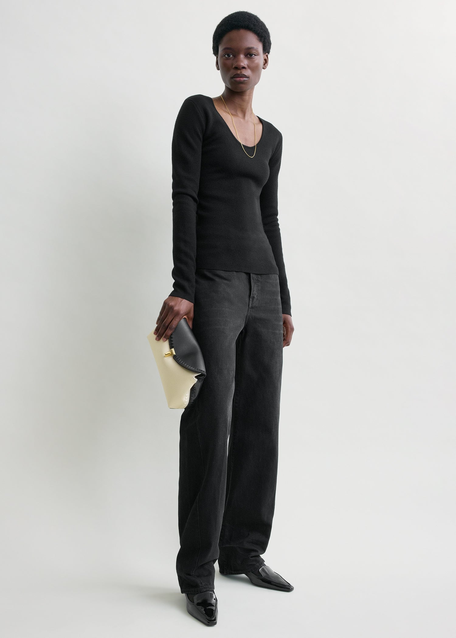 Merino knit top black