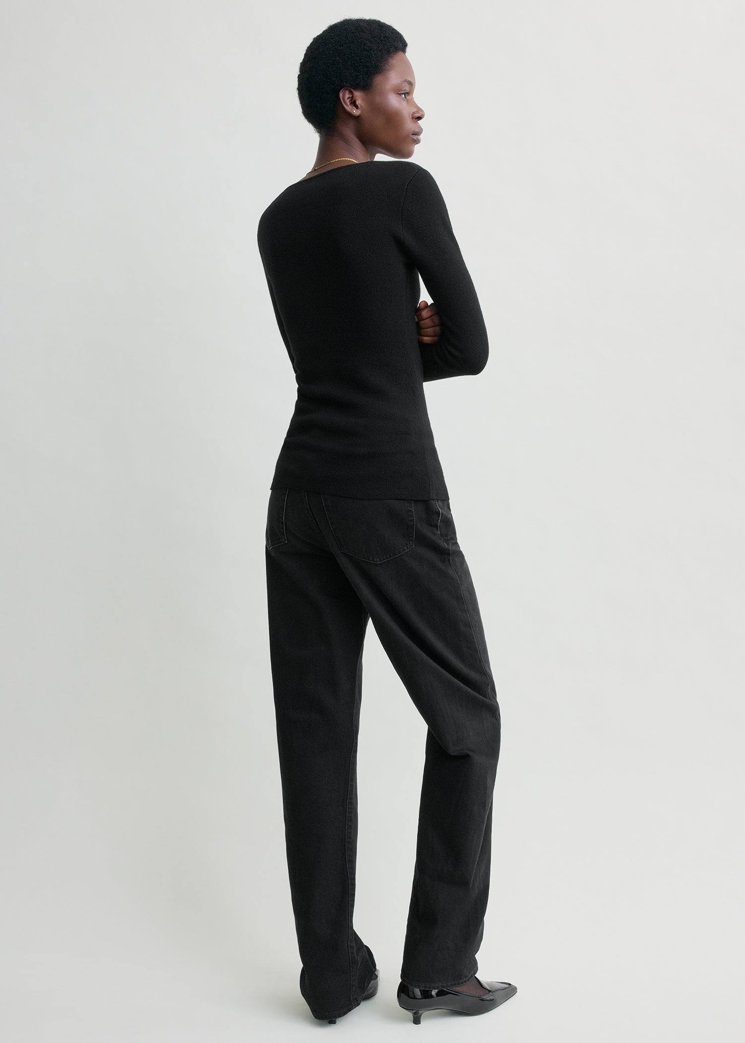 Merino knit top black