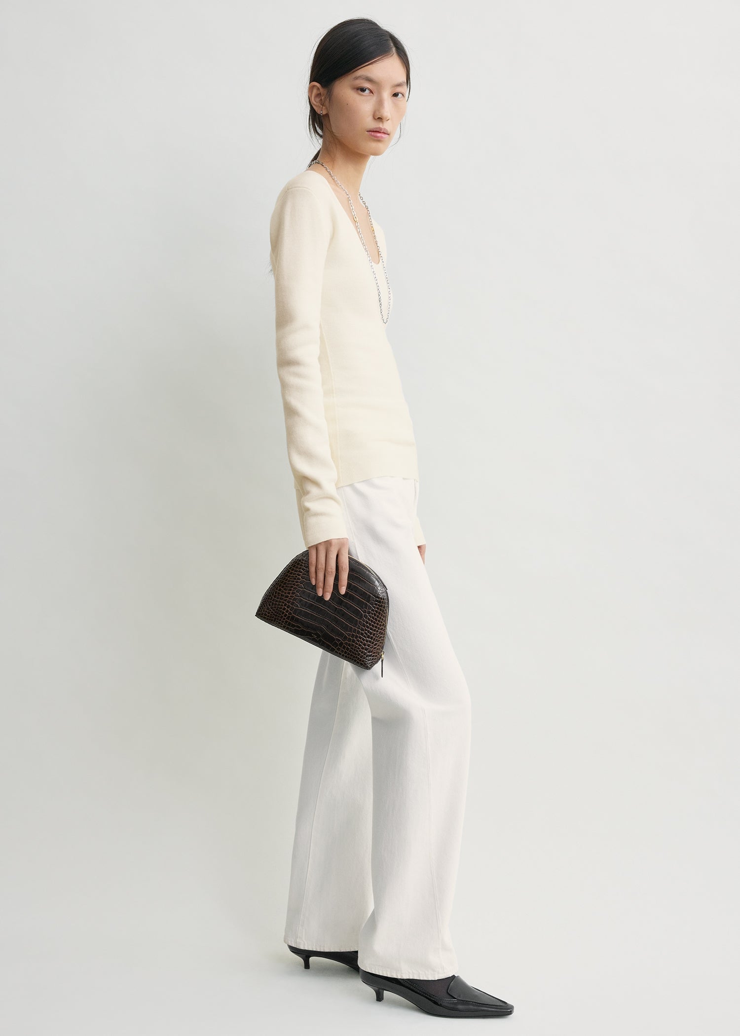 Merino knit top ecru