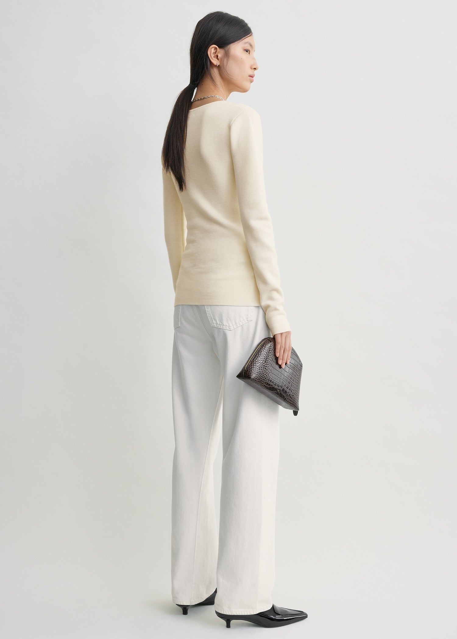 Merino knit top ecru