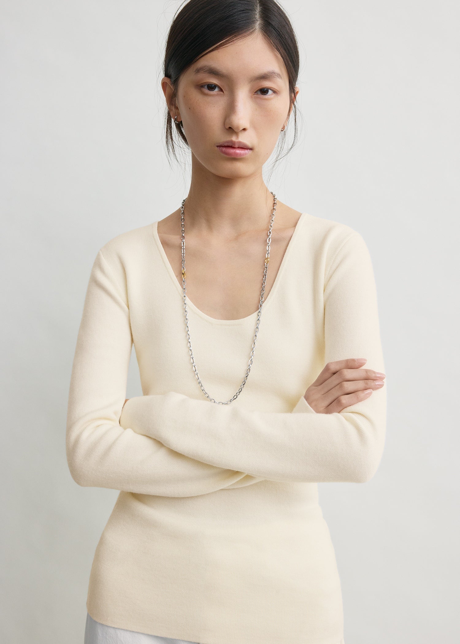 Merino knit top ecru