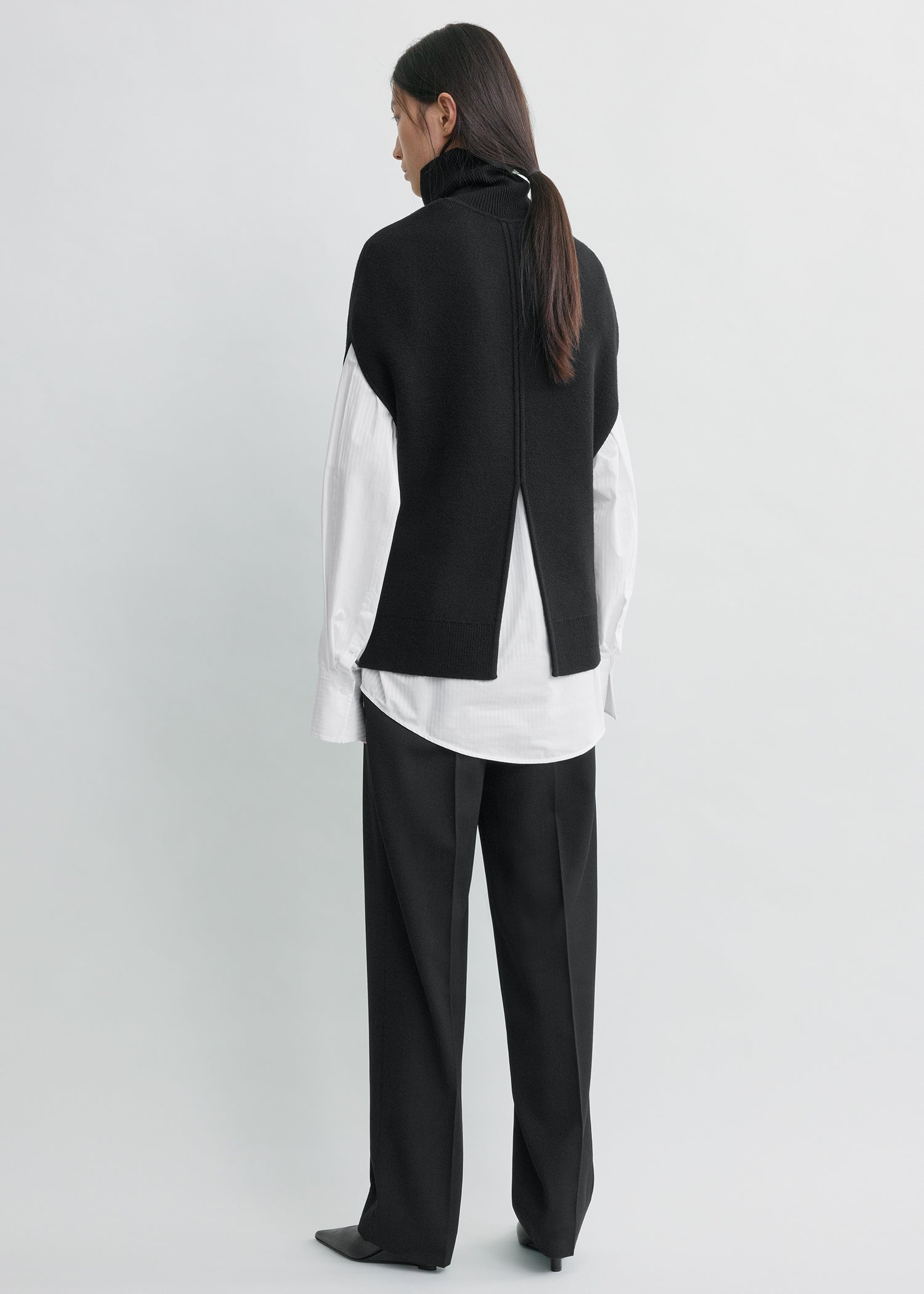 2WAY CAPE KNIT TOPS ブラック SAINT LAURENT サンローラン レディース ブラック ケープ ウール XS