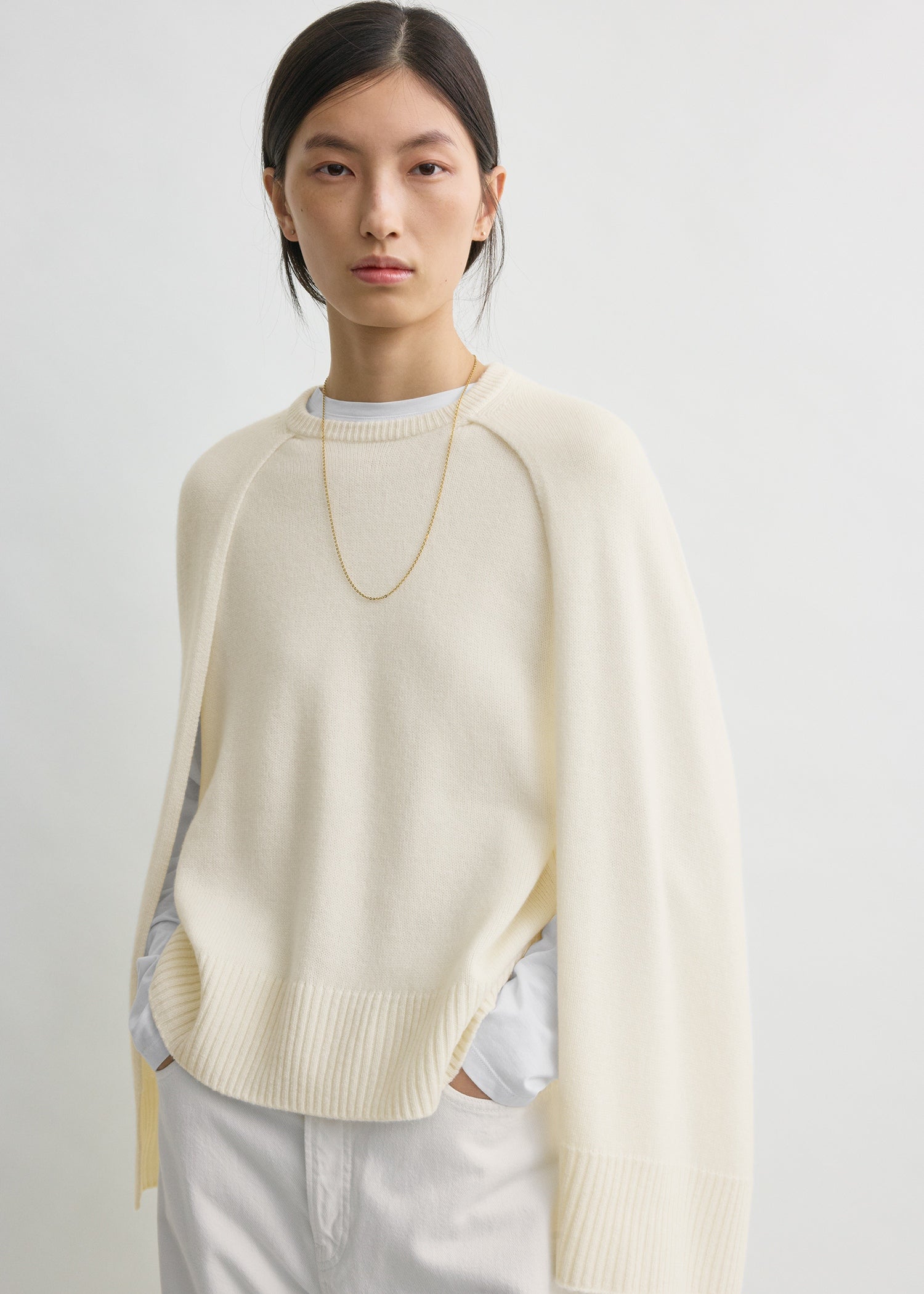 Crew cape knit ecru