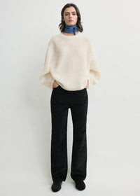Mohair blend rib knit ecru