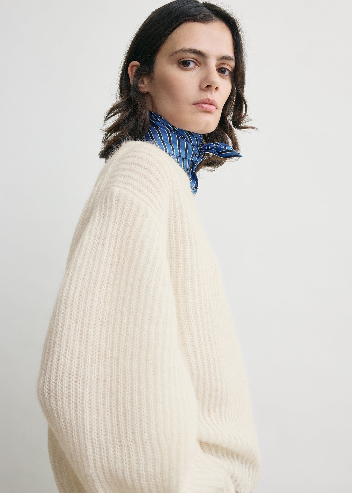 Mohair blend rib knit ecru – TOTEME