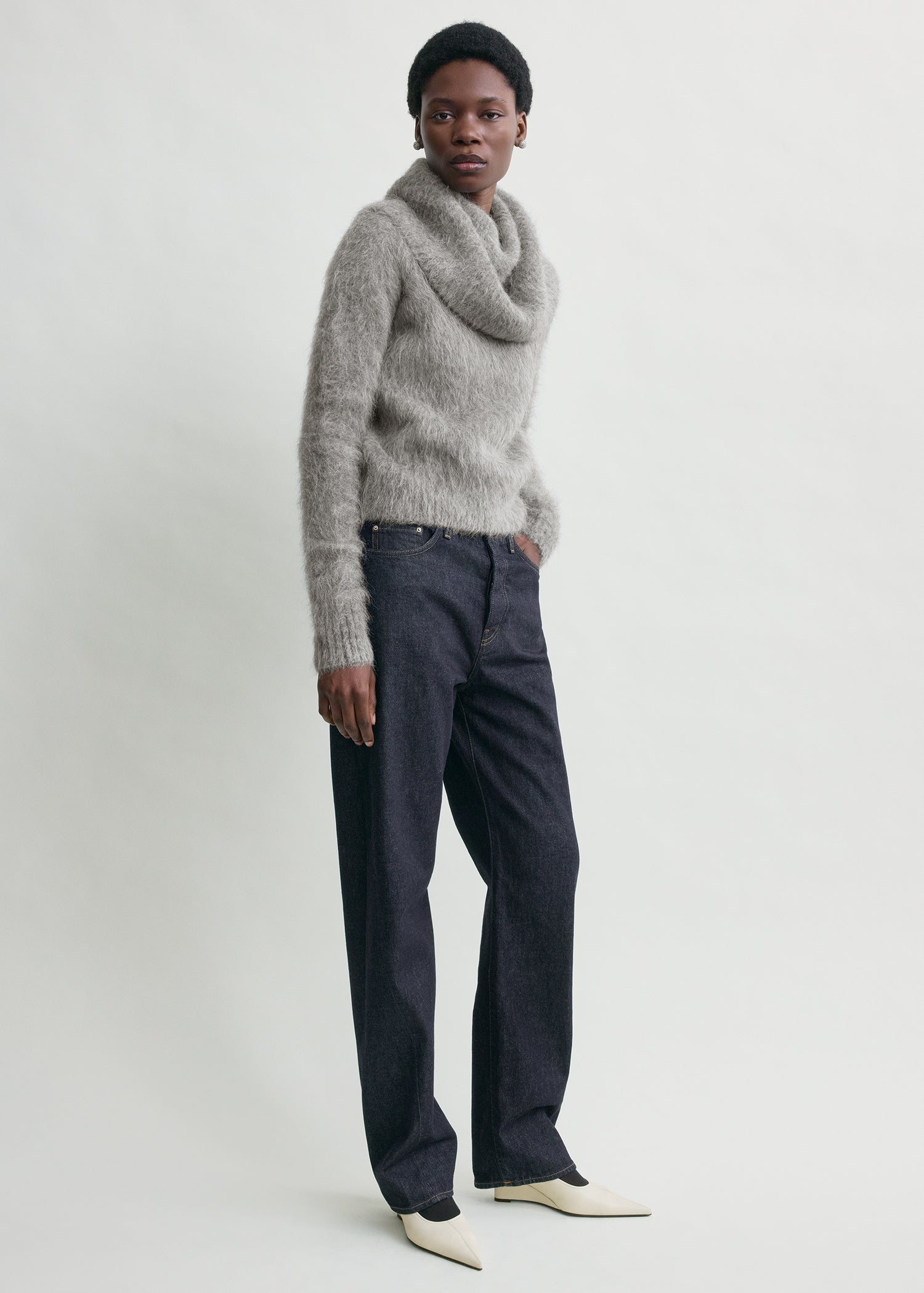 Funnel alpaca-blend knit grey