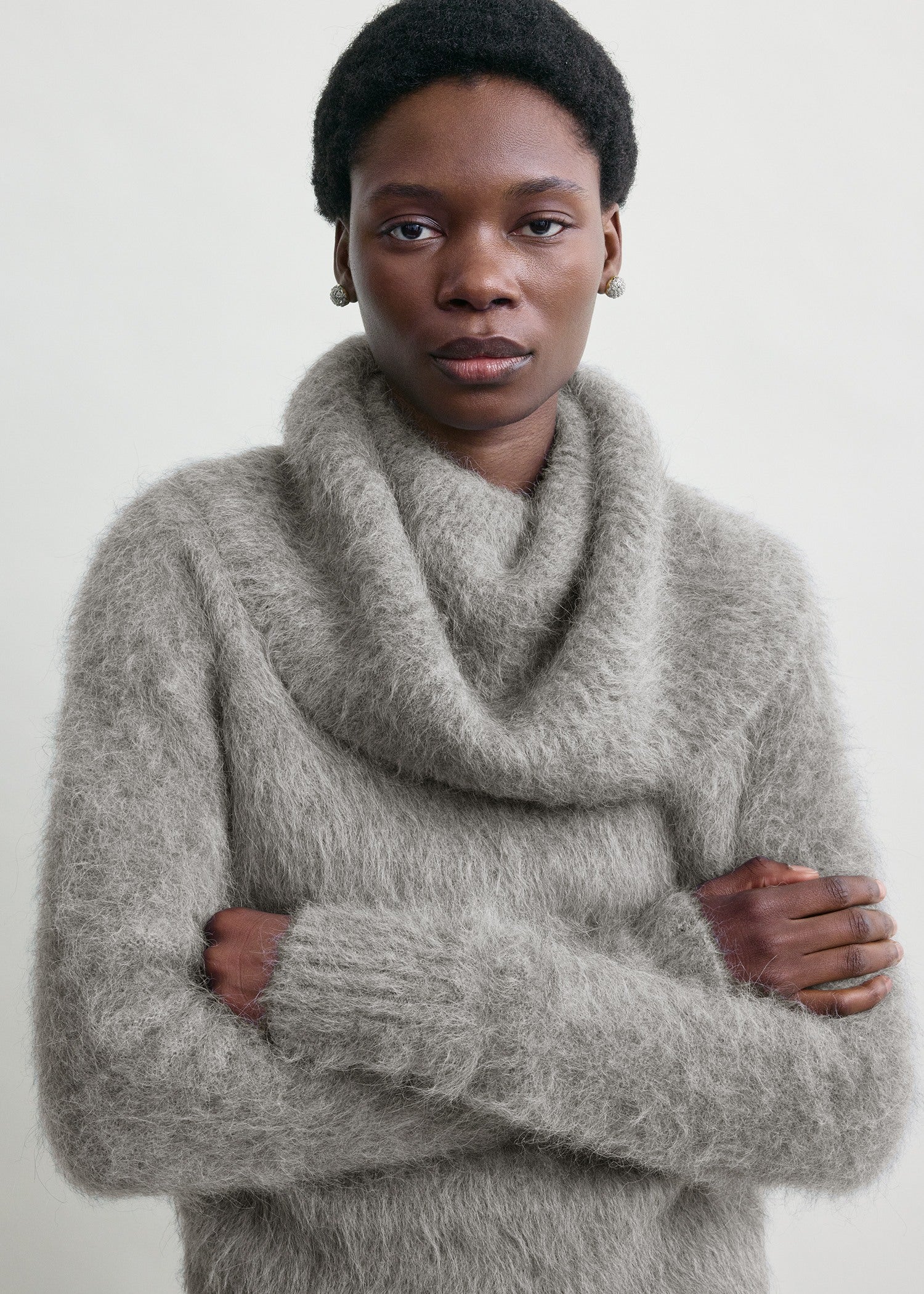 Funnel alpaca-blend knit grey