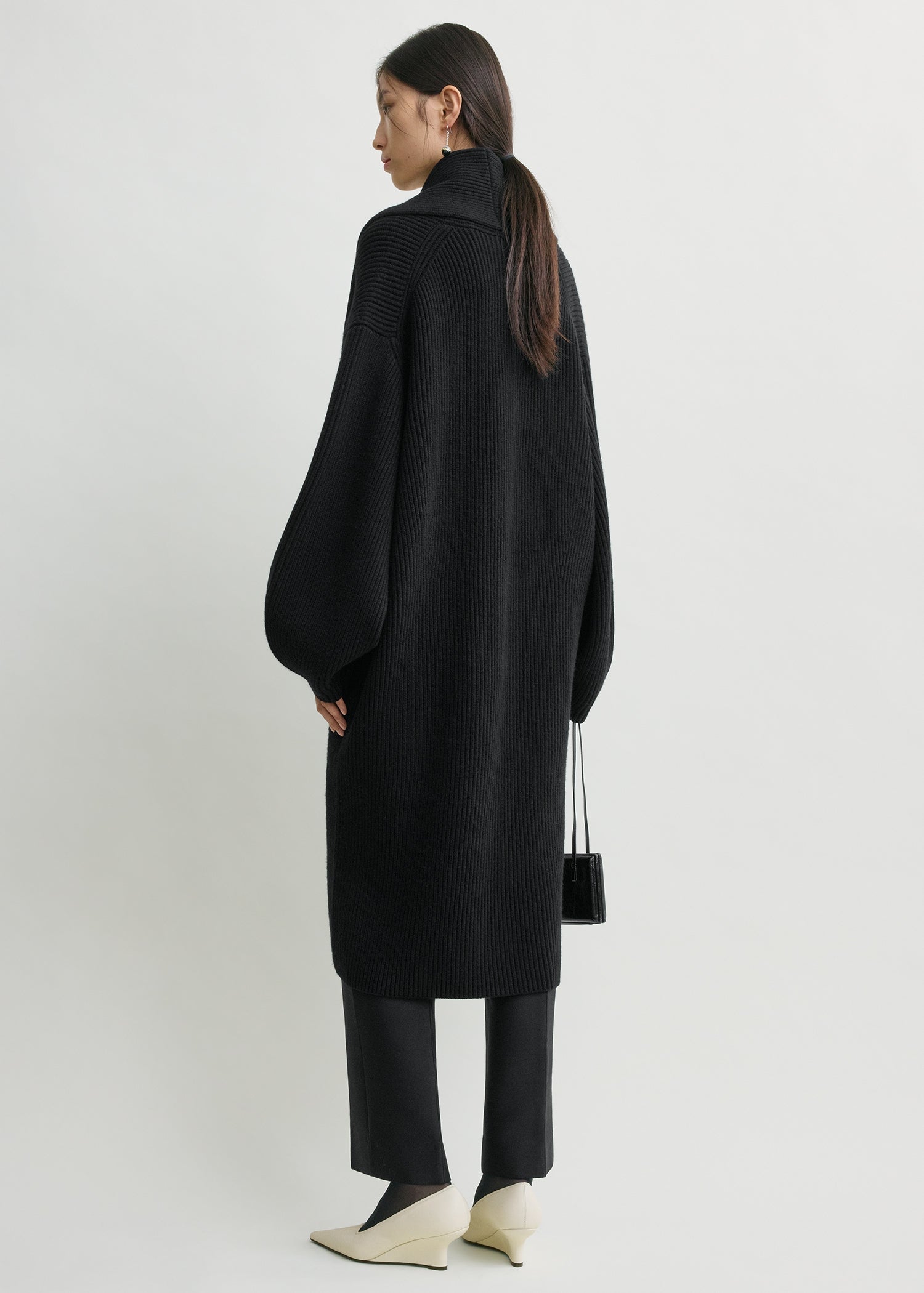 Long shawl-lapel cardigan black – TOTEME