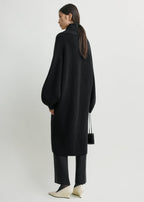 Long shawl-lapel cardigan black