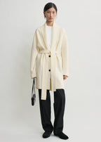 Shawl-lapel robe ecru petite