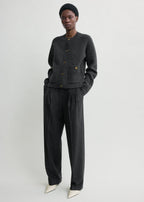 Hammered button cardigan charcoal