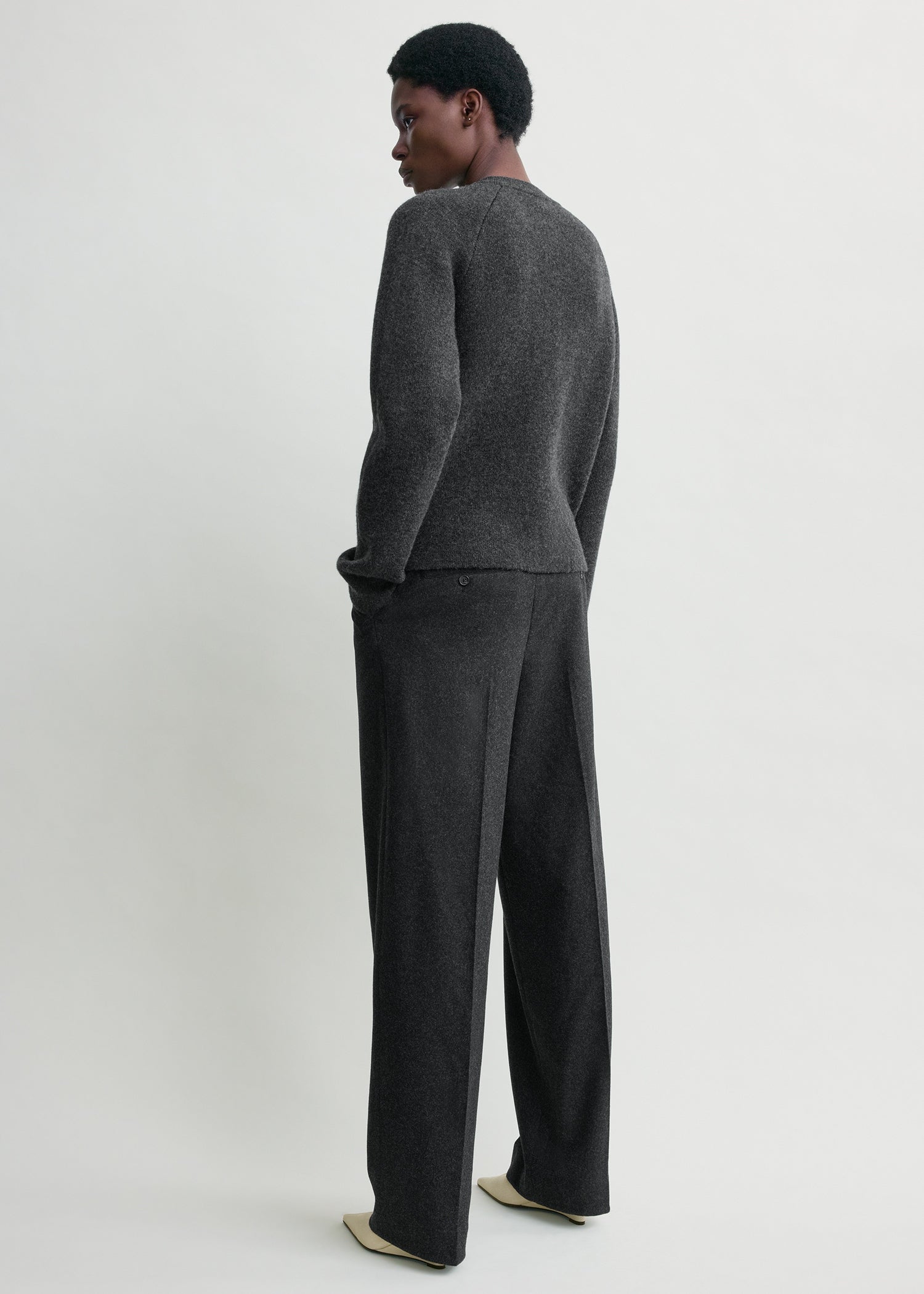 Hammered button cardigan charcoal