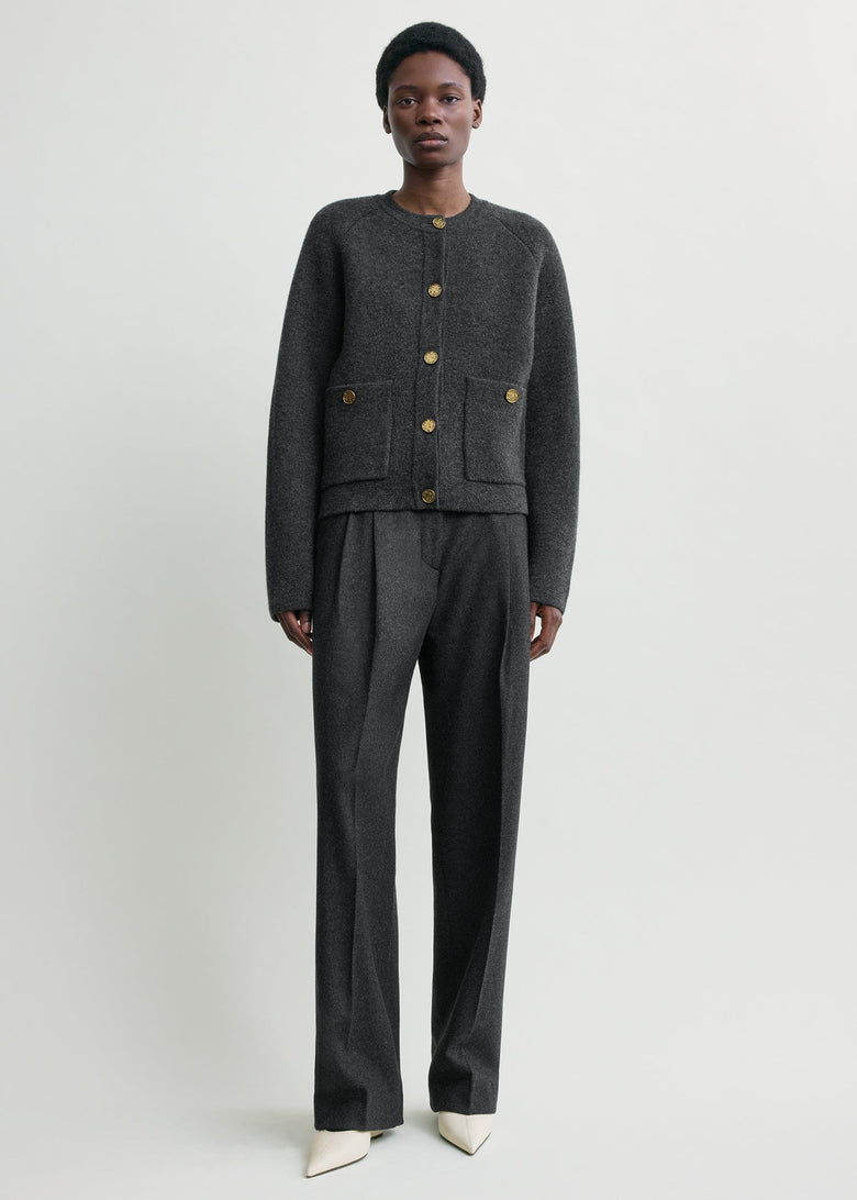 Hammered button cardigan charcoal