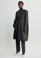 Deep pleat coat charcoal melange