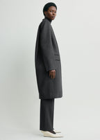 Deep pleat coat charcoal melange