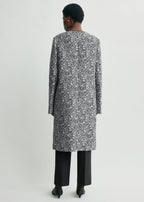 Collarless floral coat white/black