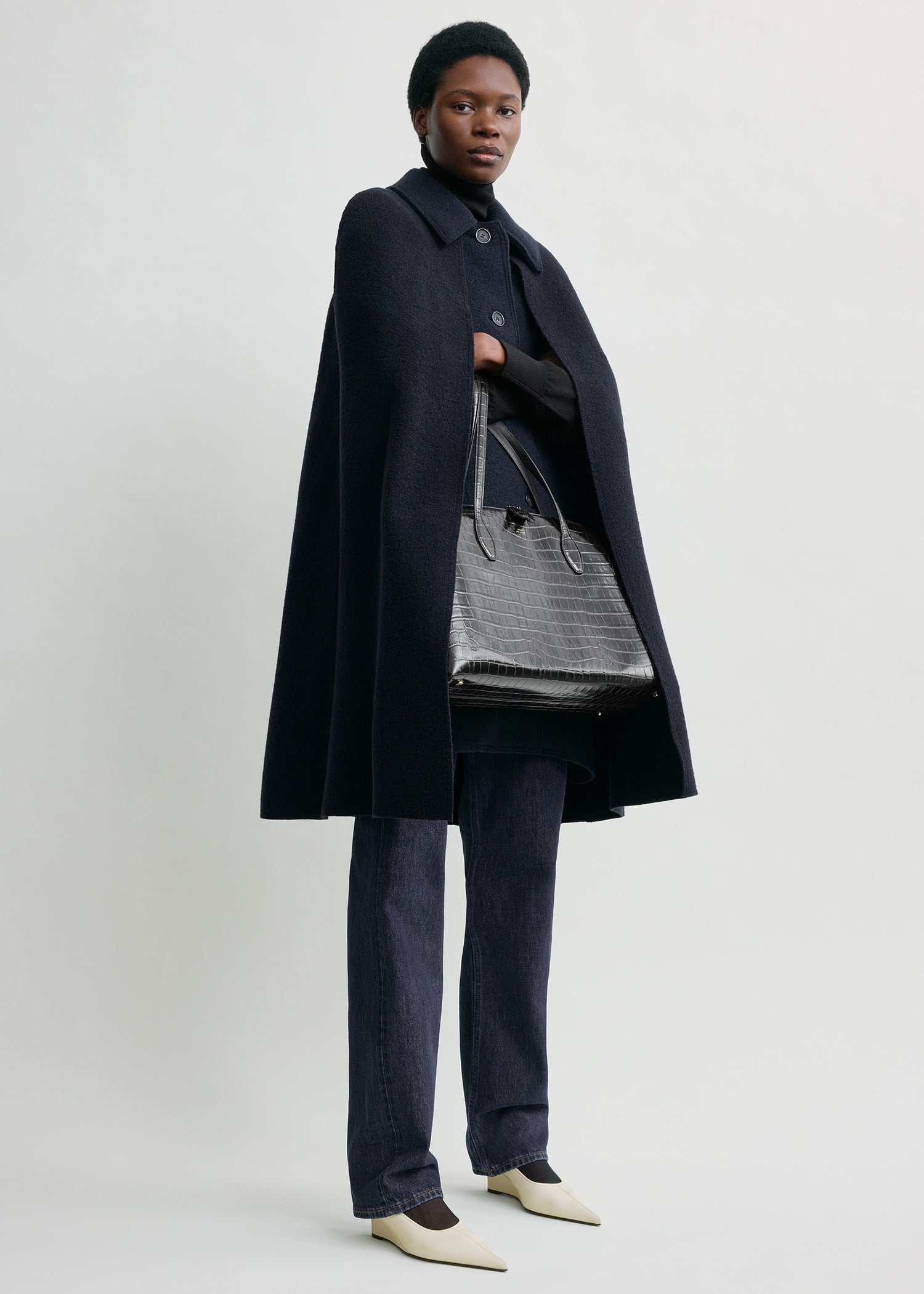 Cape coat navy petite