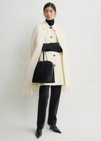 Fringe cape coat winter white