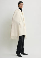 Fringe cape coat winter white petite