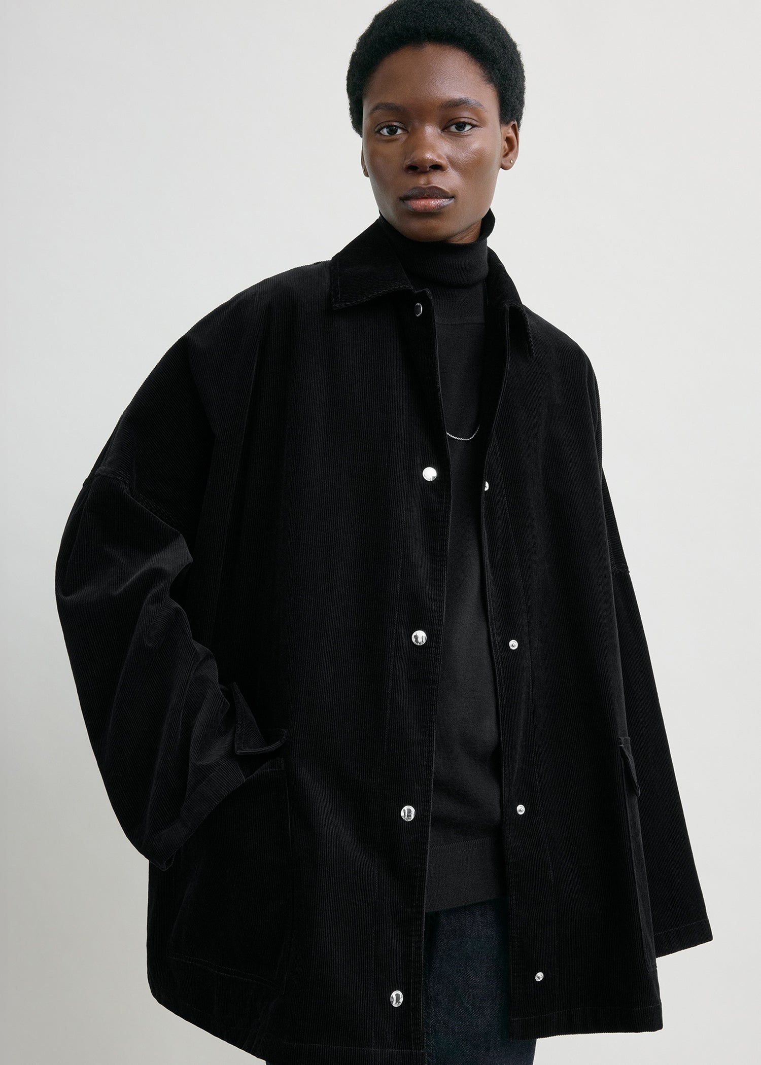 Cord overshirt jacket black