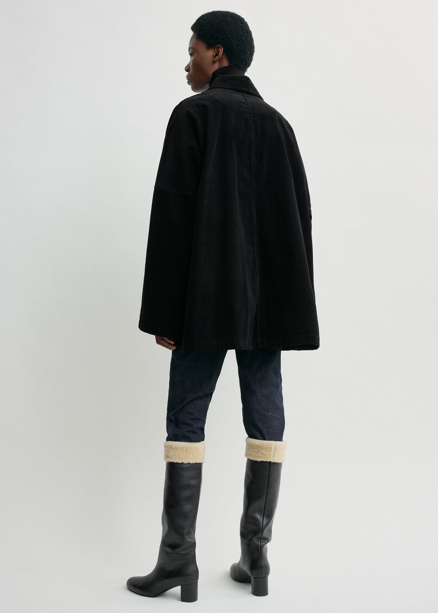 Cord overshirt jacket black