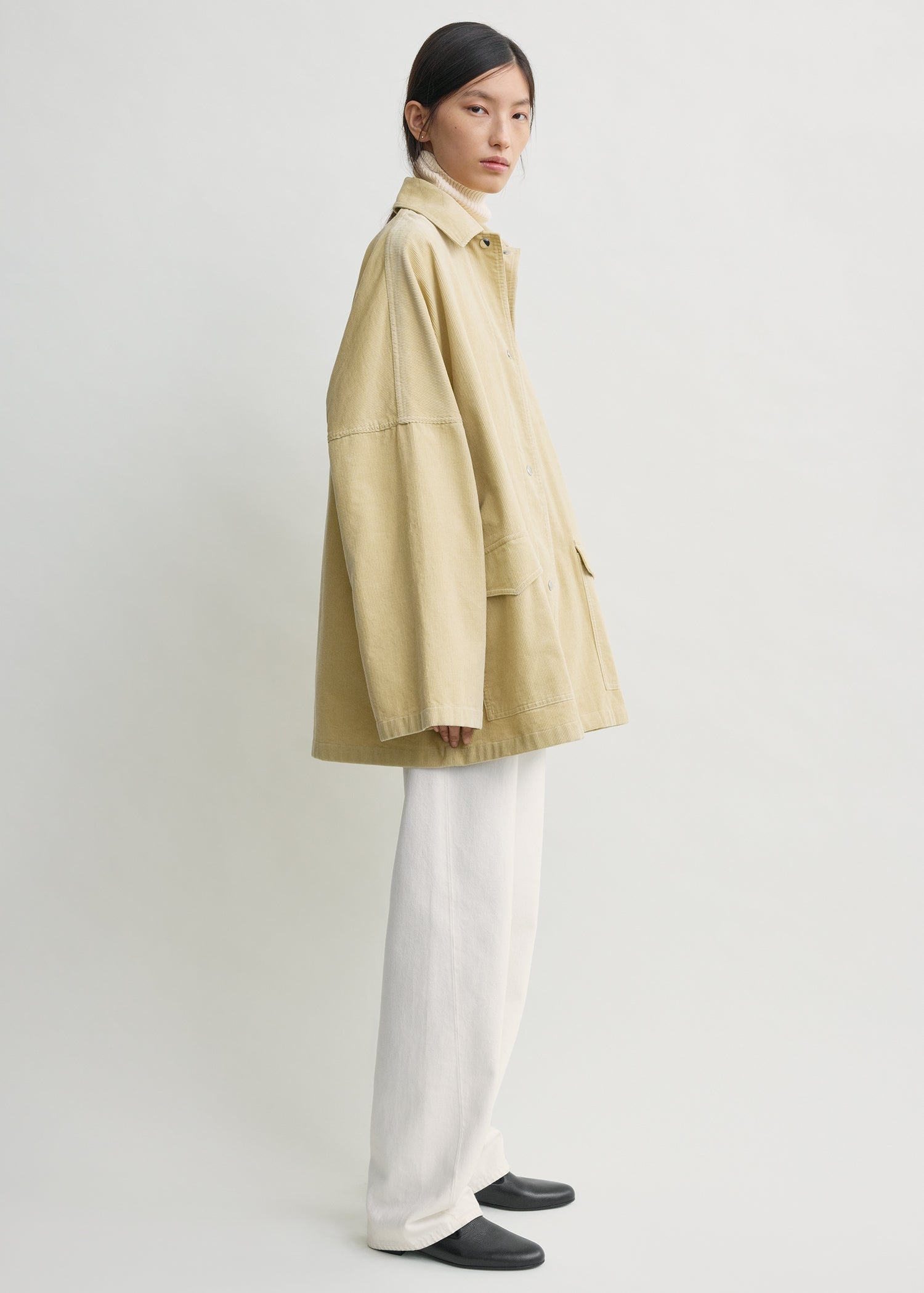 Cord overshirt jacket beige