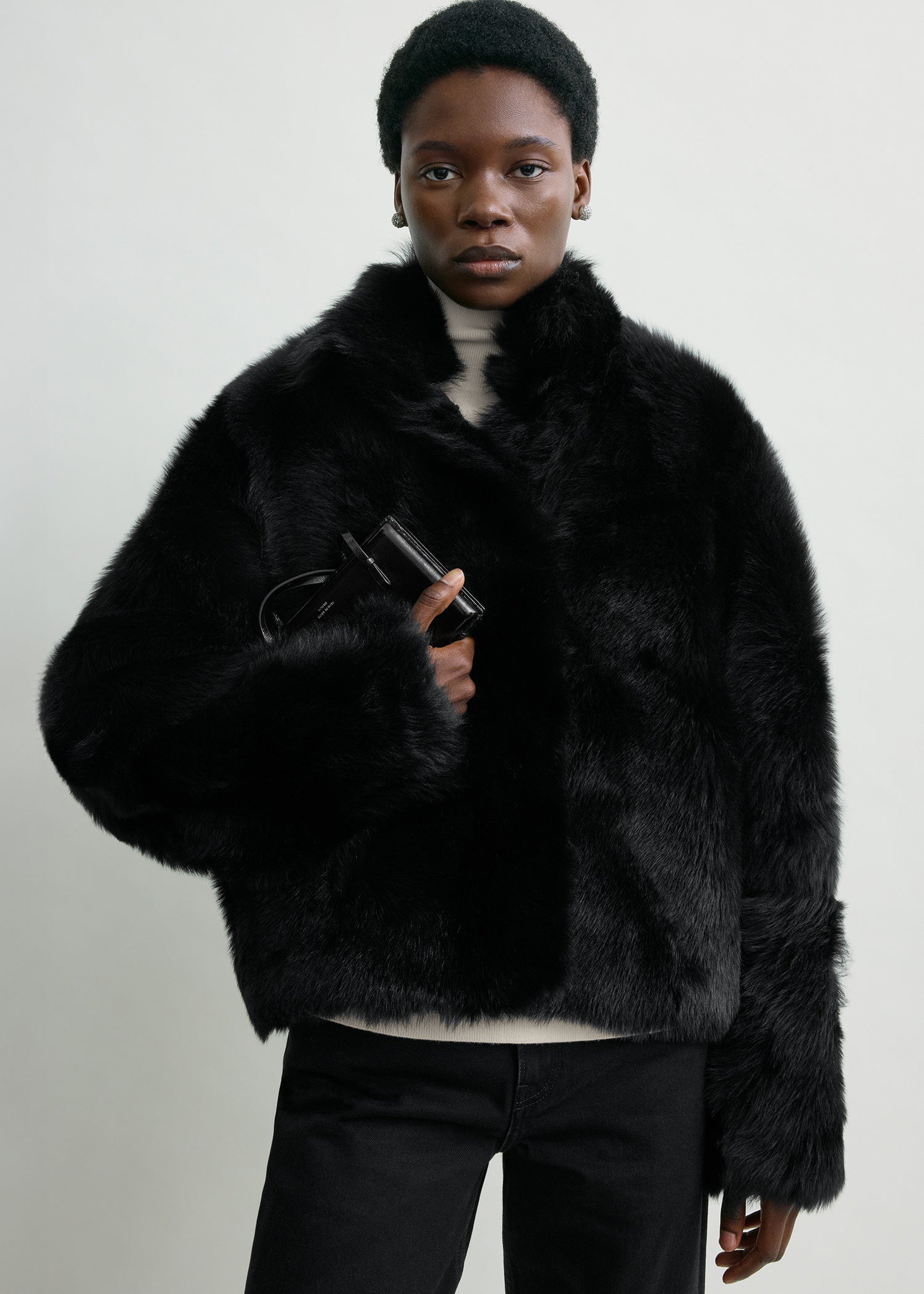 Silky shearling jacket black – TOTEME