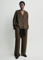 Monogram flannel pj top dark brown