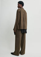 Monogram flannel pj top dark brown