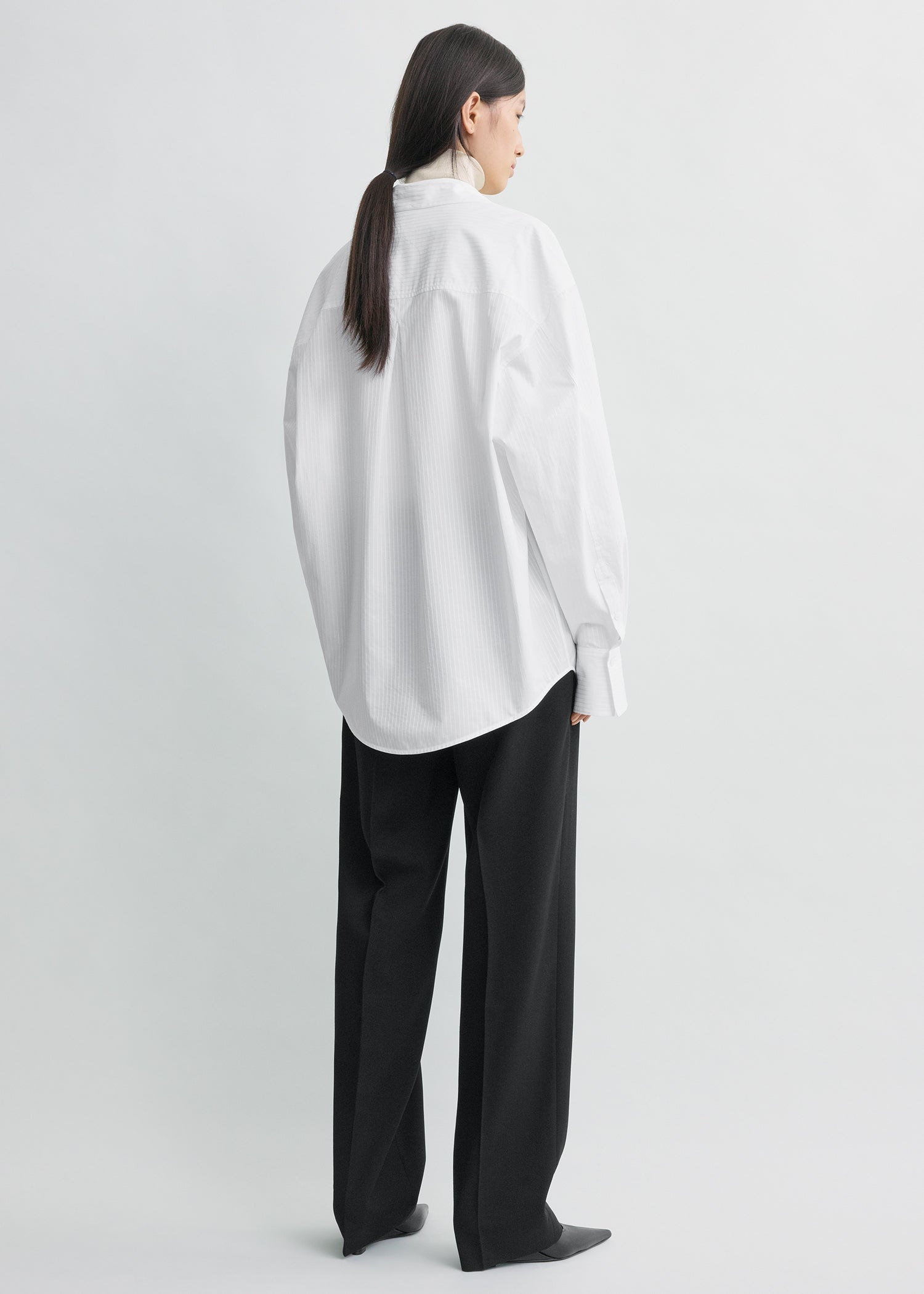 Oversized striped shirt white petite