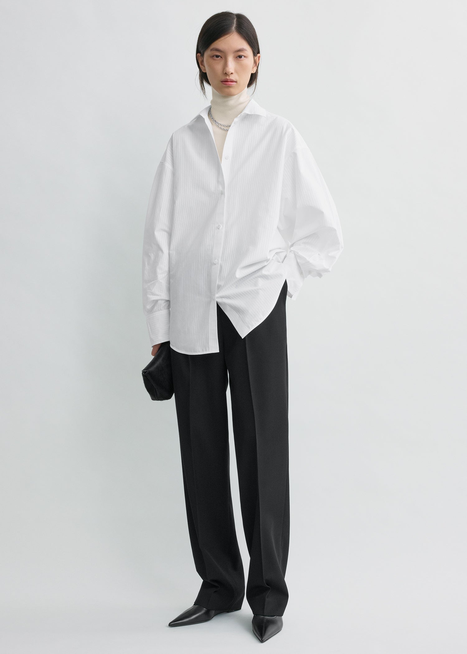 Oversized striped shirt white petite from Toteme - $720