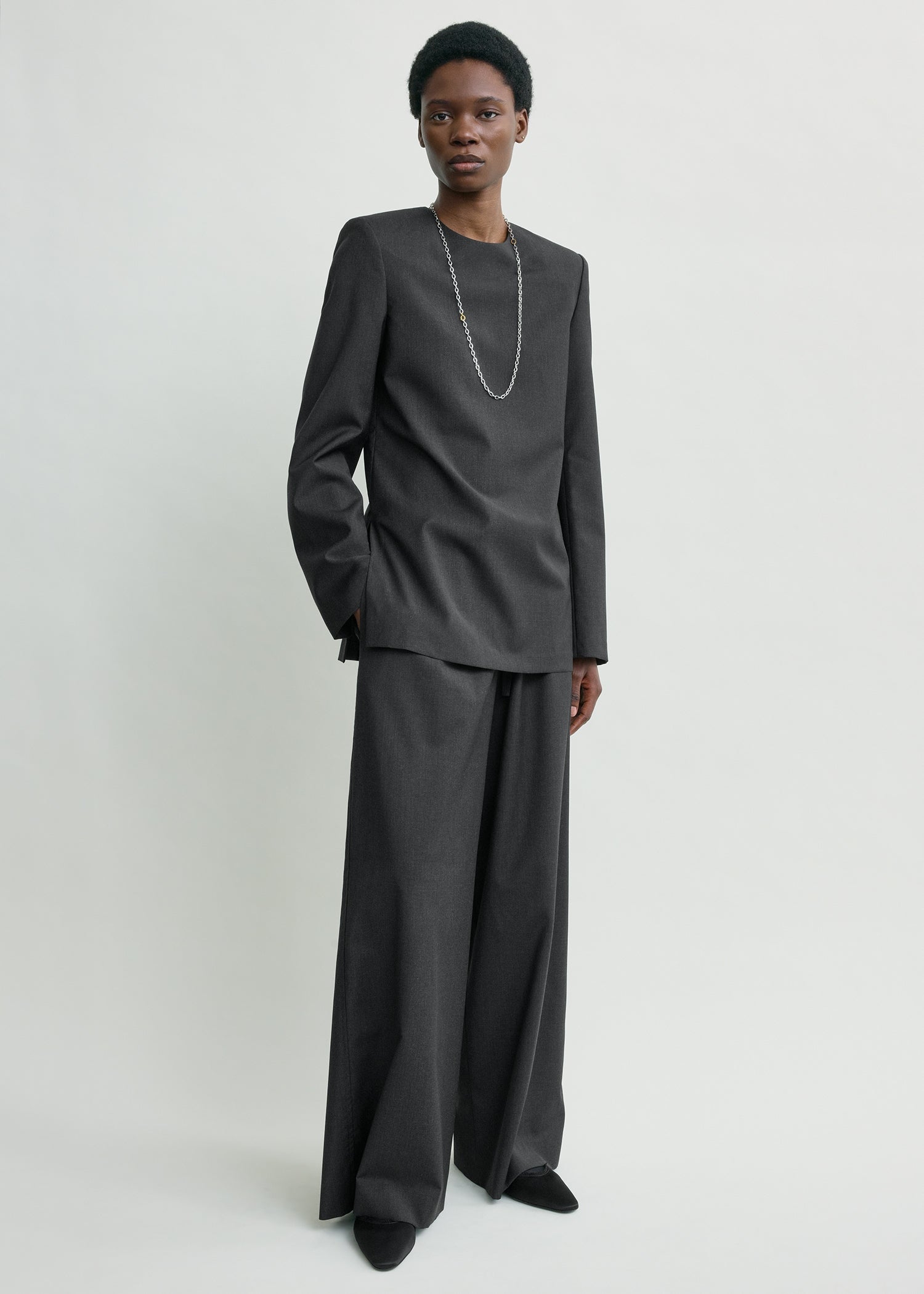 Tailored dinner blouse charcoal