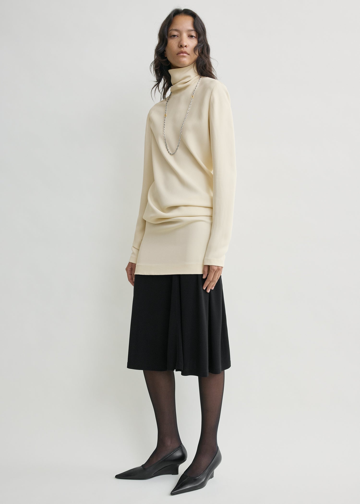 High-neck twist blouse ecru from Toteme - $620