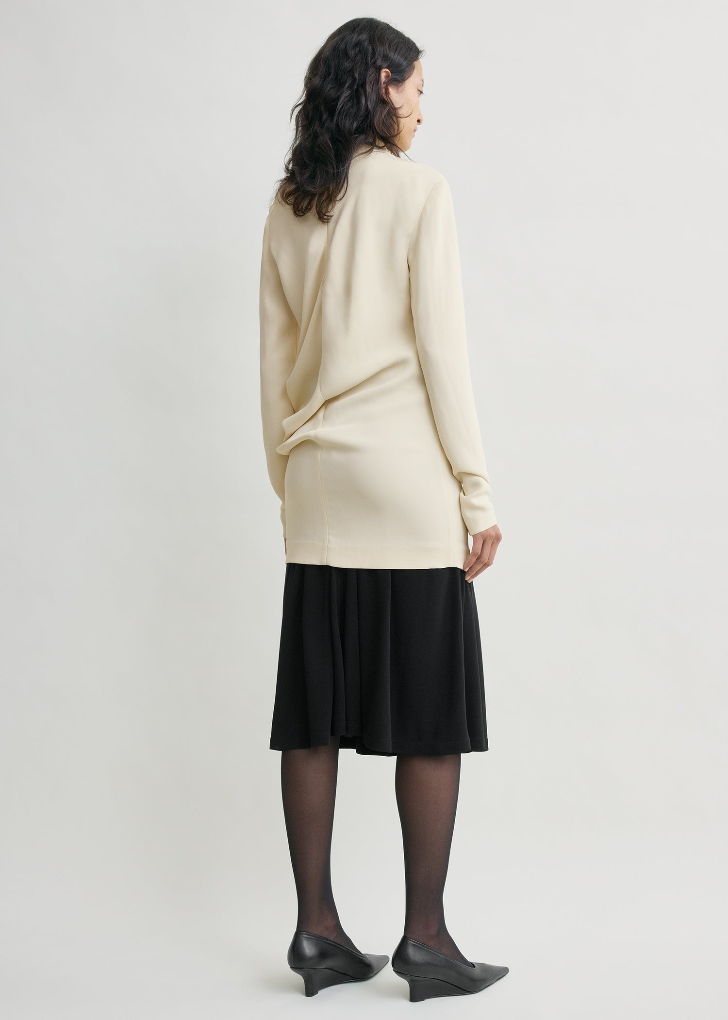 High-neck twist blouse ecru