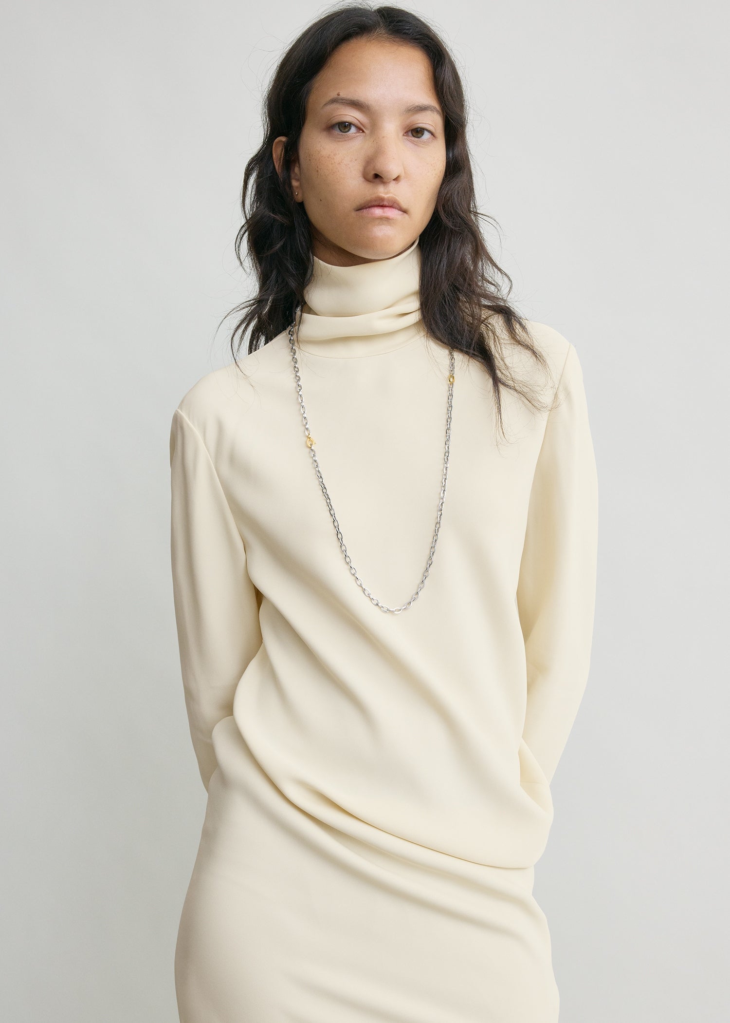 High-neck twist blouse ecru