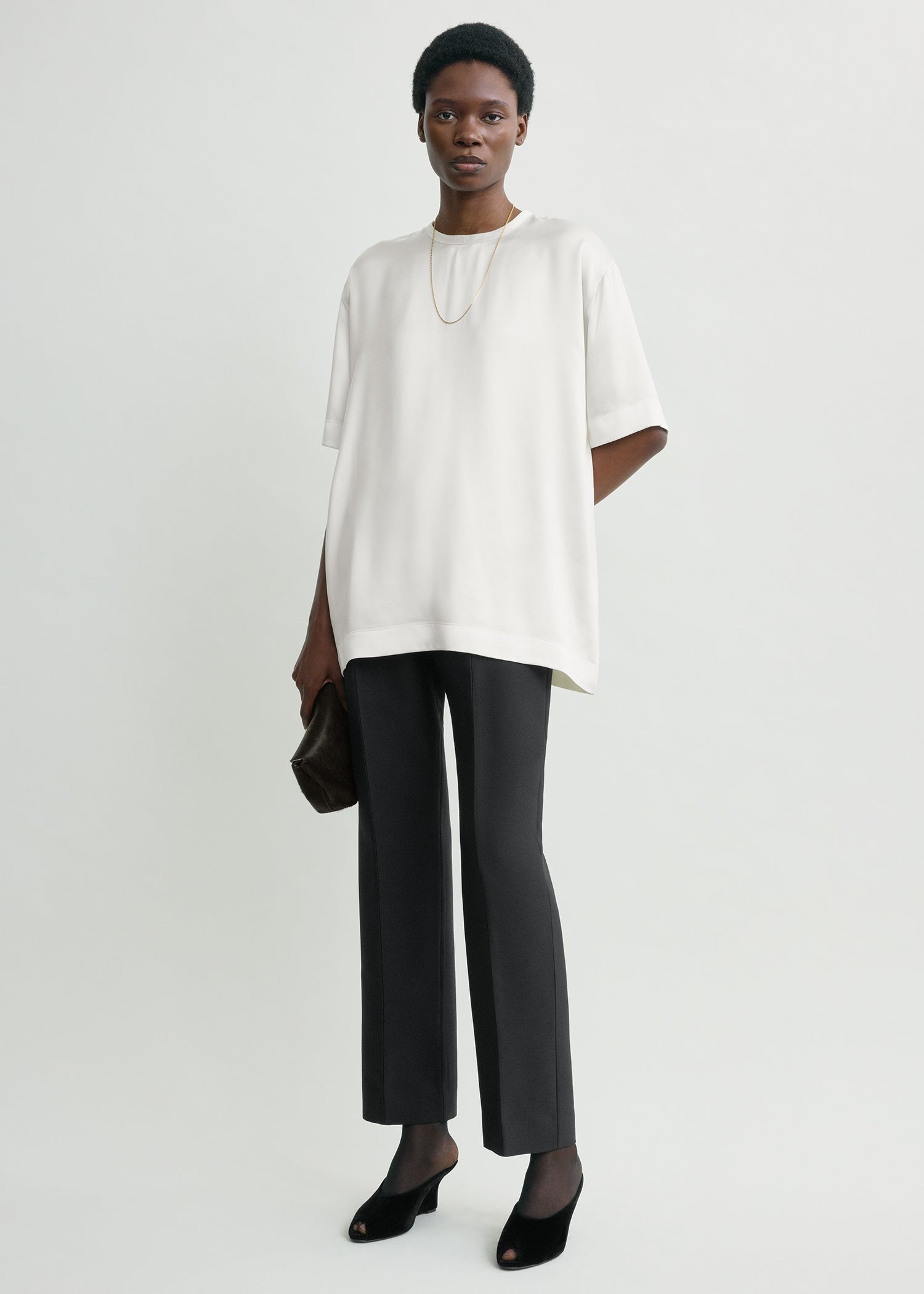 Satin tee white from Toteme - $540