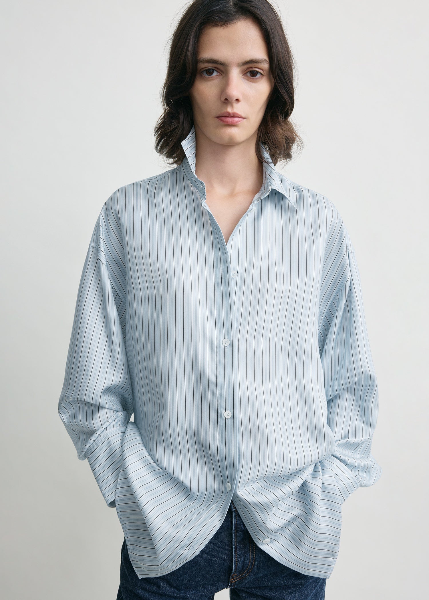 Oversized striped shirt ice/white