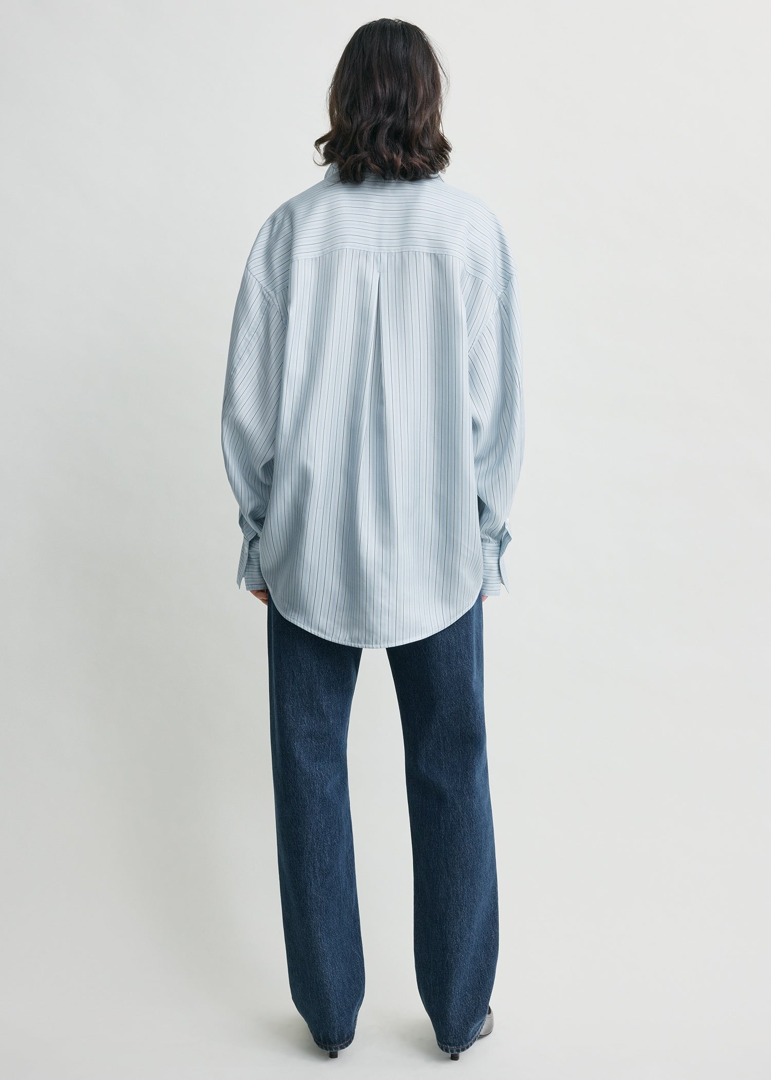 Oversized striped shirt ice/white petite