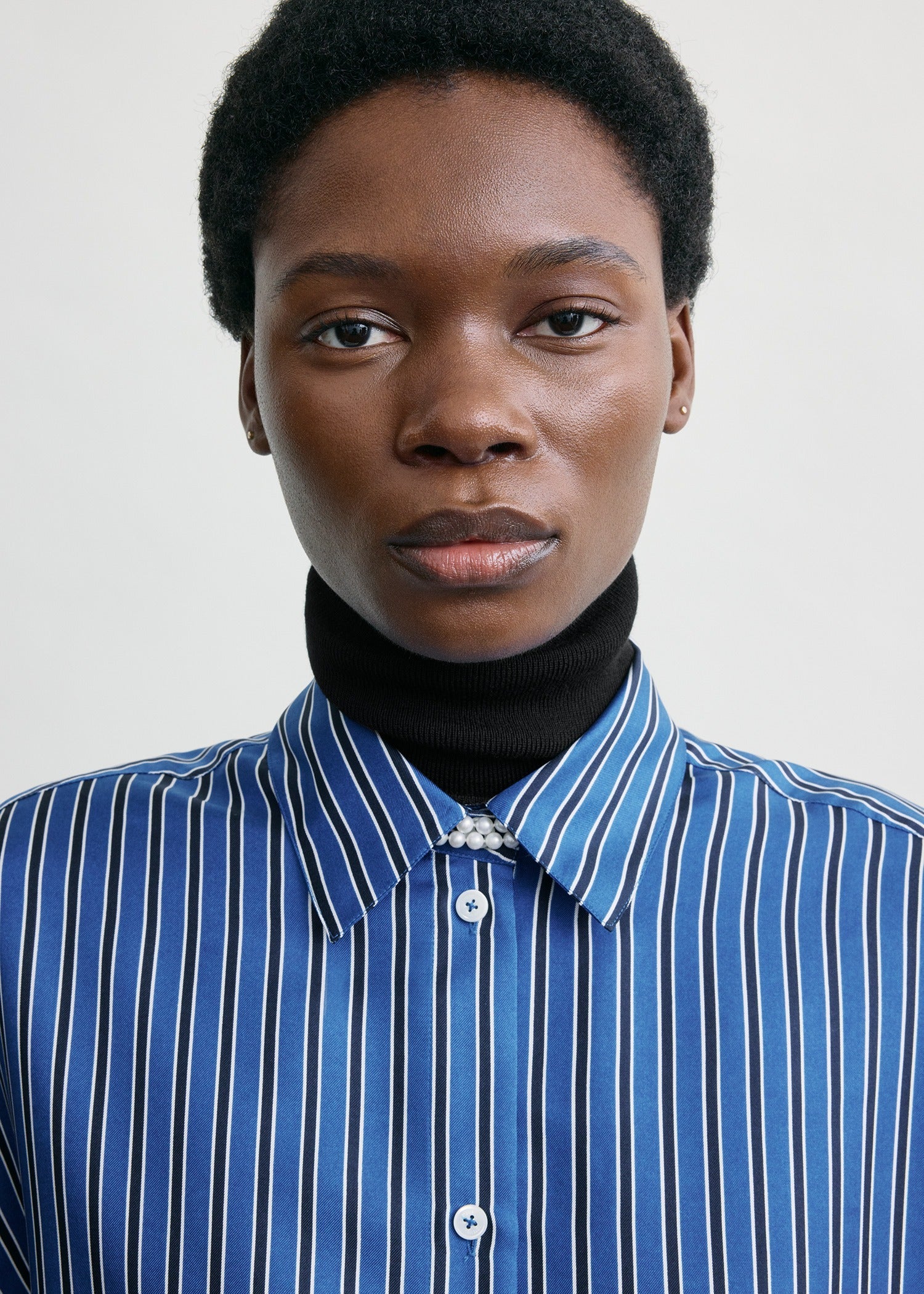 Oversized striped shirt blue/navy – TOTEME