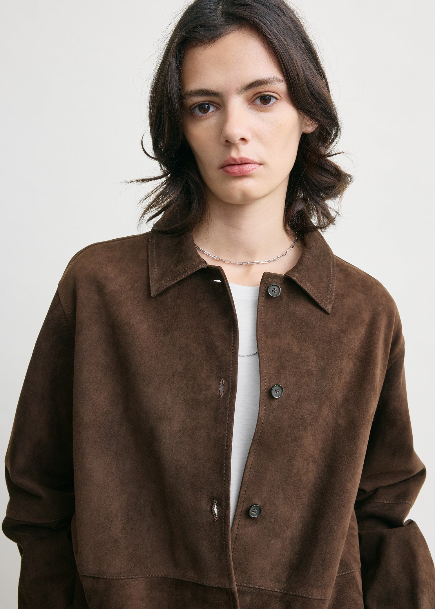 Soft suede overshirt bark – TOTEME
