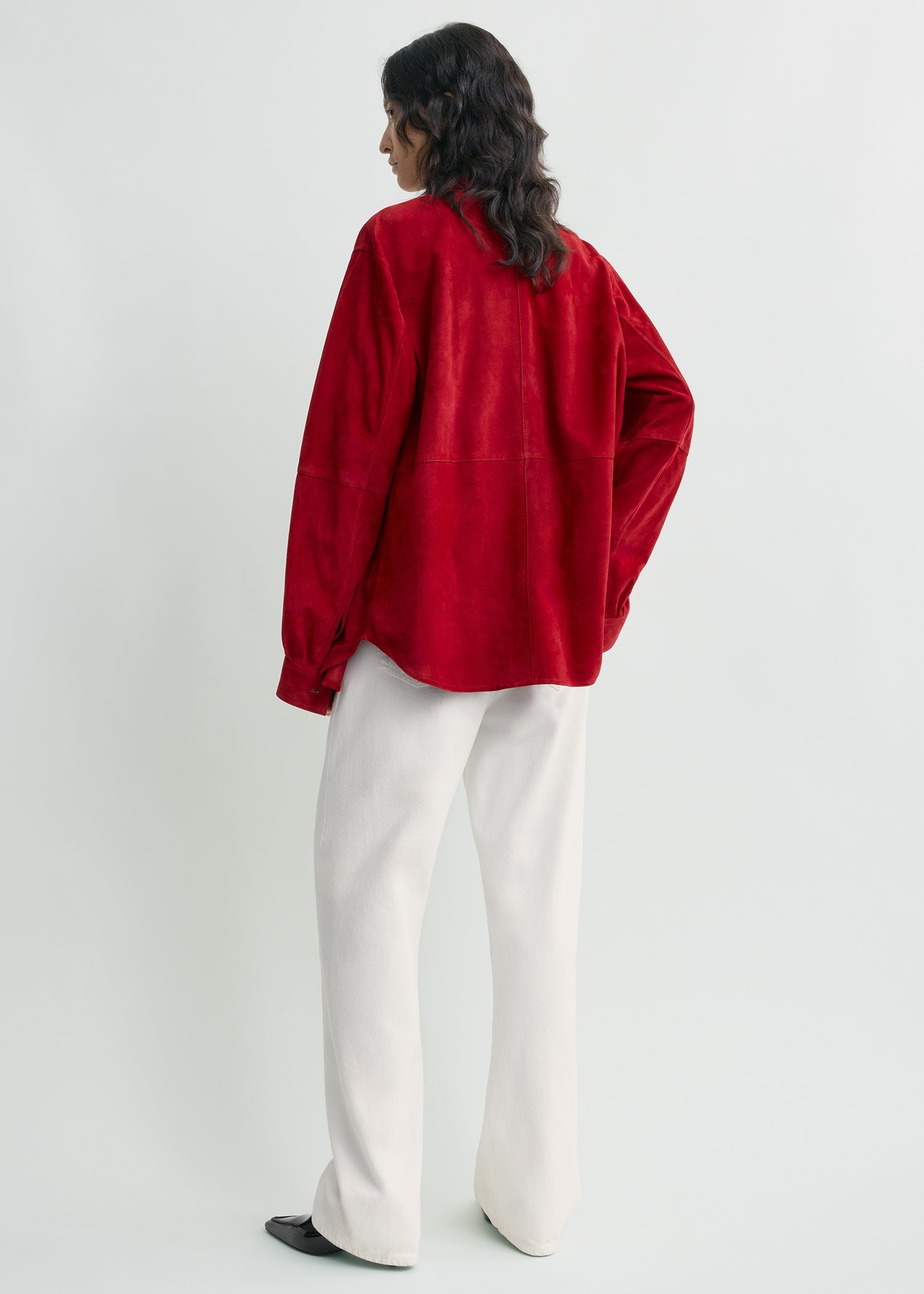Soft suede overshirt poppy